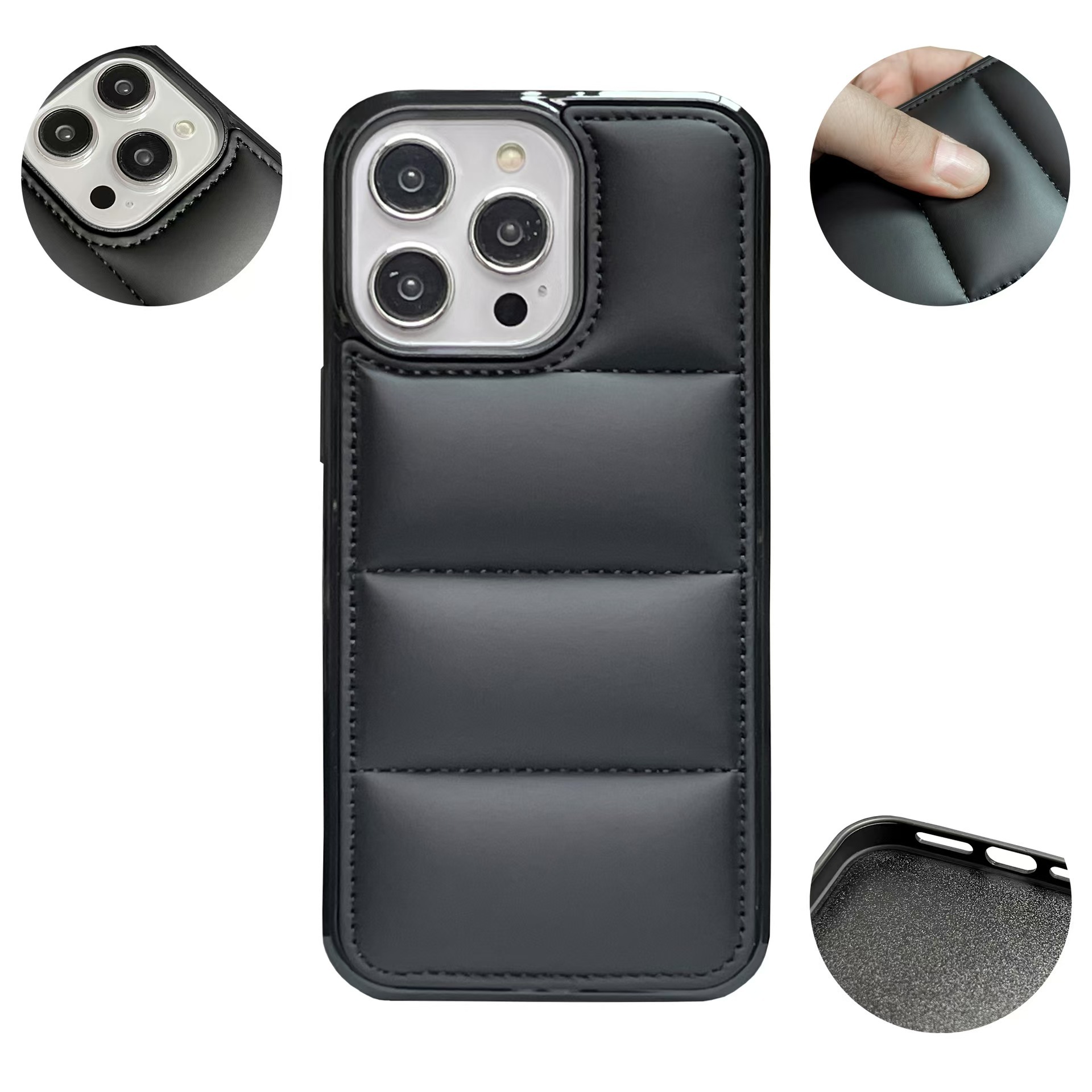 Neue Jahr Mode marke leder gepolsterte unten jacke handy fall_voghion.com