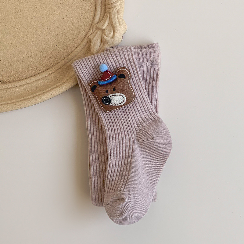 Otoño nuevo oso de cereza de dibujos animados calcetines para niños vestidos con calcetines para niños pequeños y medios