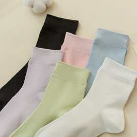 棉制袜子女款四季款高筒袜棉袜 五件盒装