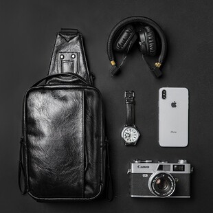 Men's Chest Bag Casual Leather Shoulder Bag New All-match Trendy Brand Travel Backpack Men's Bag Crossbody Bag Waist Bag Small Bag