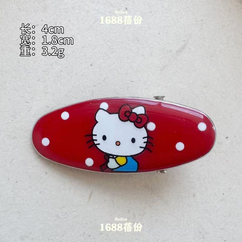 卡通kitty猫波点椭圆发夹时尚复古百搭刘海侧边夹甜美可爱碎发夹|undefined