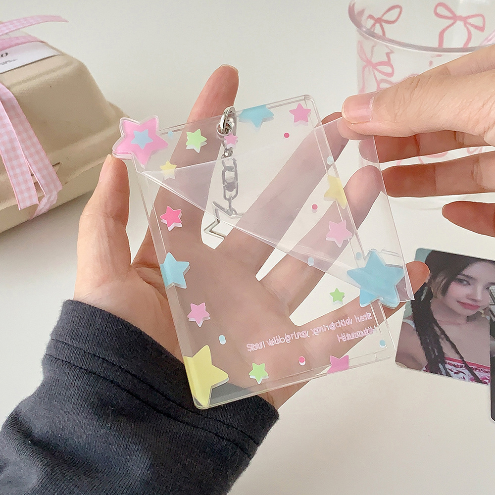 Hisocute tarjeta de estrella de color de tres pulgadas colgantes de pantalla de colgantes de tarjeta pequeña bolsa colgante
