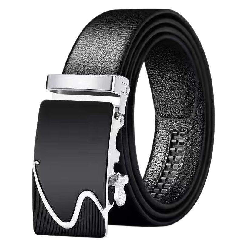 Cinturón de hombres de mediana edad, cinturón auténtico de abrazadera automática, cinturón de negocios de mediana edad de moda coreana, cinturón de negocios de jóvenes