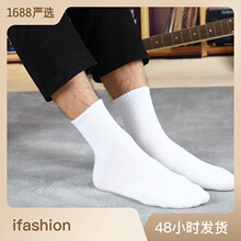 男女袜子大码纯色精梳棉中筒对目无骨运动商务黑白潮流春夏季街拍