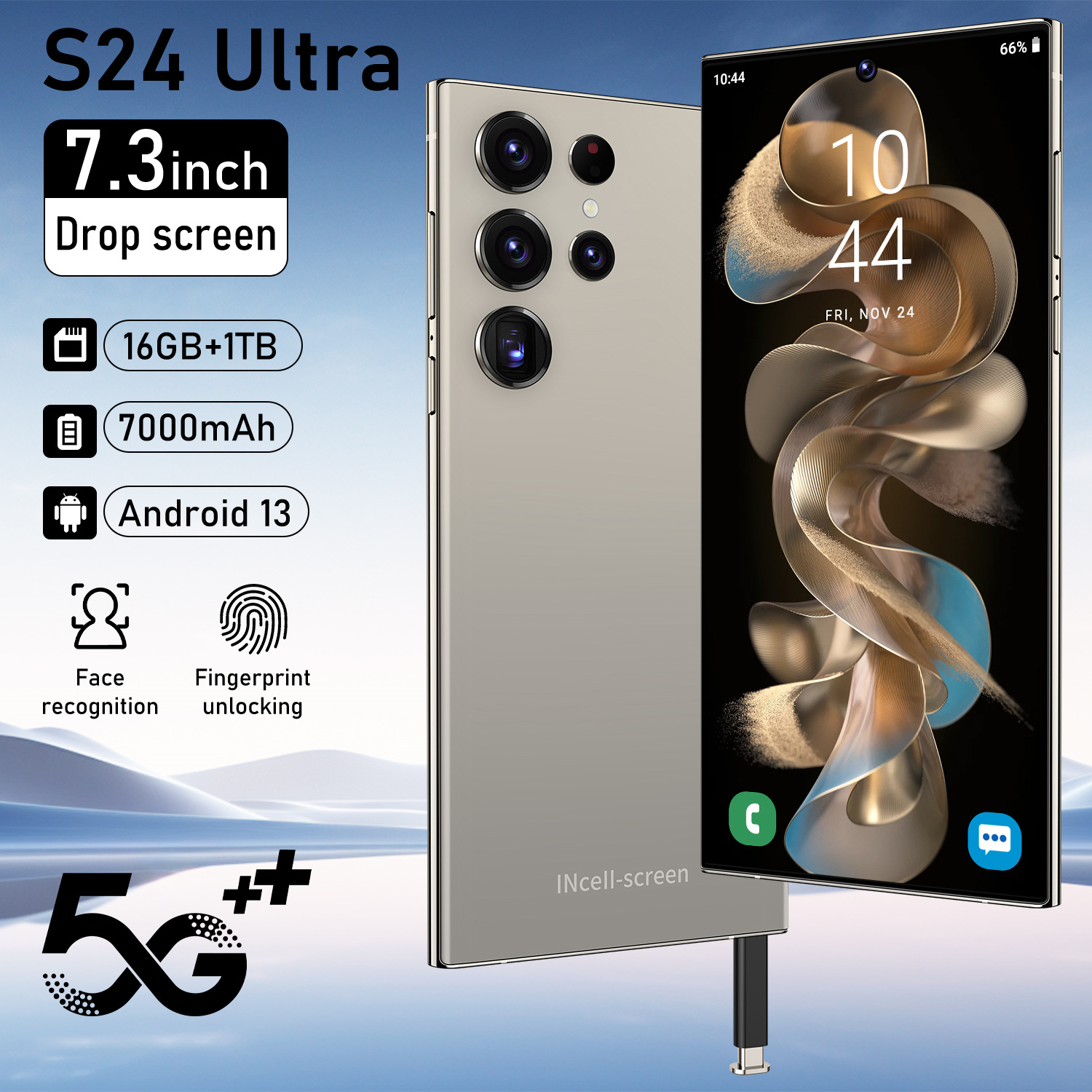 跨境S24 Ultra智能手机7.3大屏内置笔16+1T源头工厂直销(劲爆款)