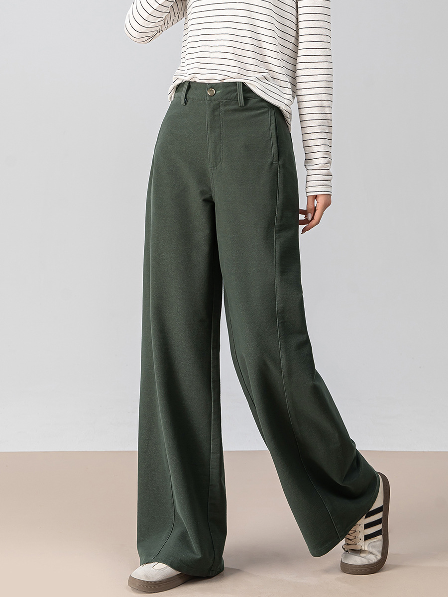 Quần ống rộng nữ dáng suông chất Tencel cotton dệt kim mềm mại — màu xanh ngọc