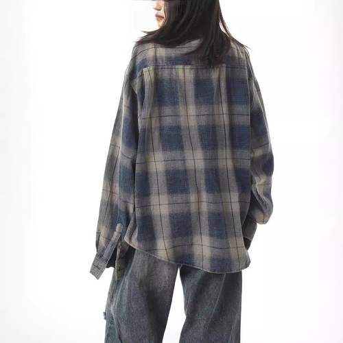 Letters long-sleeved shirt Japanese Hong Kong style ins loose shirt boys summer trend all-matching casual coat