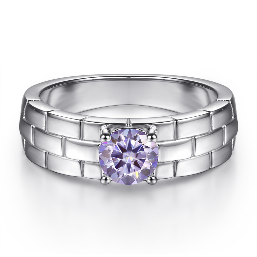 Explosiones transfronterizas 5MM0.5 quilates 925 anillo de plata esterlina creativo de moda correa de reloj con anillo de moissanita