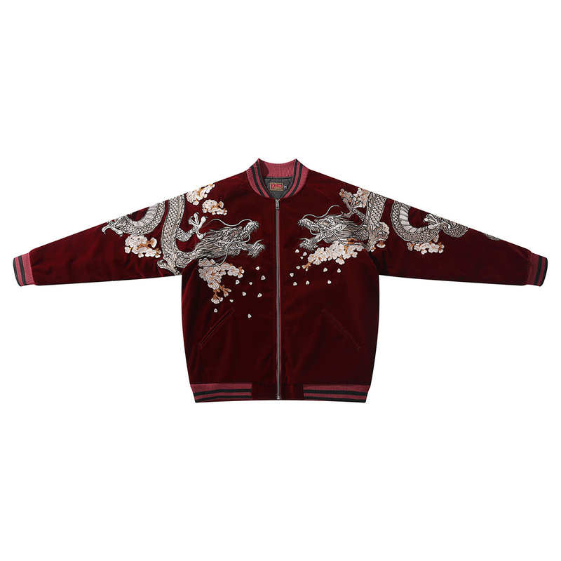 Chinese Style Heavy Embroidery Dragon Jacket Men's Casual Dragon Baseball Jacket