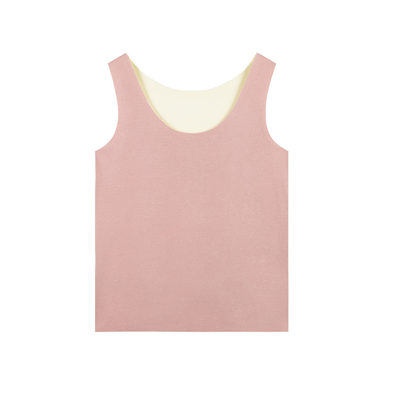 Chaleco superior térmico sin costuras con forro polar de otoño e invierno camisa de fondo de terciopelo de doble cara para mujer ropa interior térmica catiónica para mujer