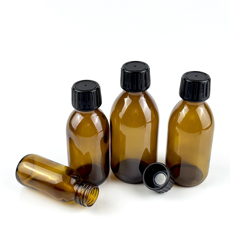 現物卸売り茶色経口液瓶透明遮光薬剤瓶シロップ酵素分注瓶防犯蓋密封瓶|undefined