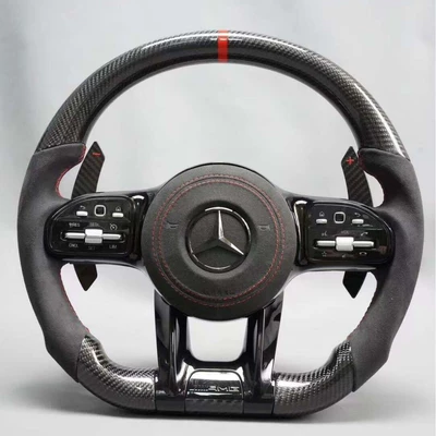 Suitable for Mercedes-Benz older models, this is a new AMG carbon fiber steering wheel with an alcantara suede finish, designed for the A-Class and E-Class models