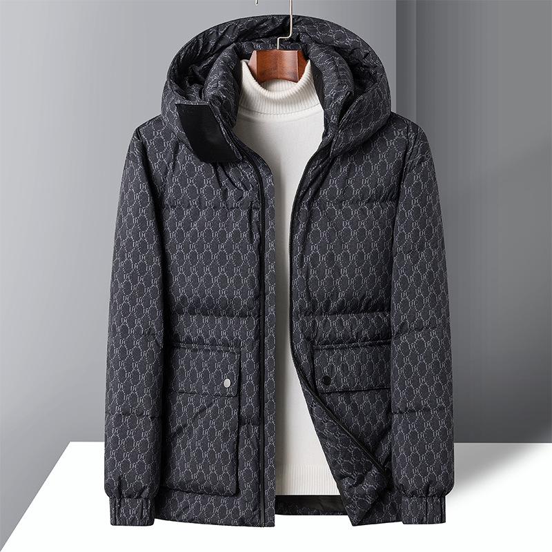 Down Jacket Men's National Standard 90 Down Winter Thick and Warm Standing Collar Hooded Trendy Brand Loose Oversized Cotton Jacket_voghion.com
