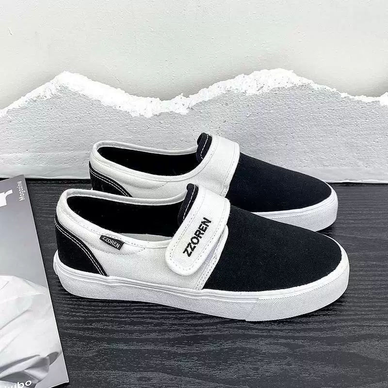 Low footwear with velcro, shoes for beloved, cloth sneakers, trend of season