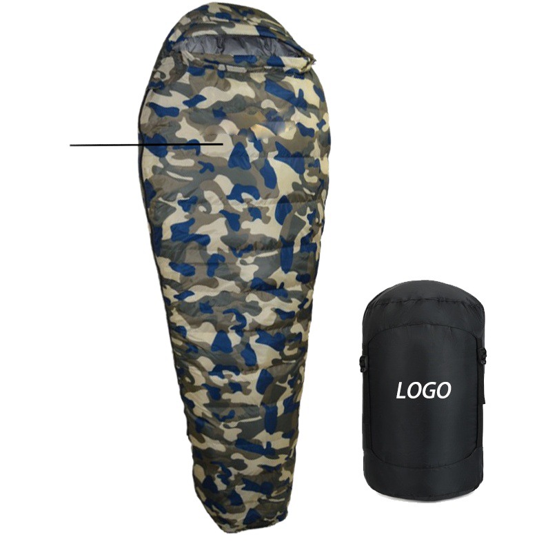 Fábrica al por mayor al aire libre pato abajo ultraligero abajo saco de dormir momia caliente abajo saco de dormir de una sola pieza de entrega