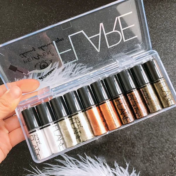 Pennyfen Cross-Border Liquid Eye Shadow Popular High-Gloss Glitter Eye Shadow Liquid Pearlescent Shiny Set Factory Direct Sale