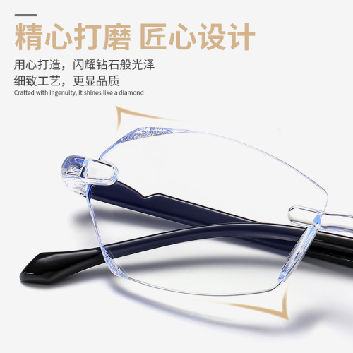 Edge Embellished Diamond-Embedded High-End Stylish Reading Glasses for Women, Blue Light Blocking and Fatigue-Resistant Reading Glasses