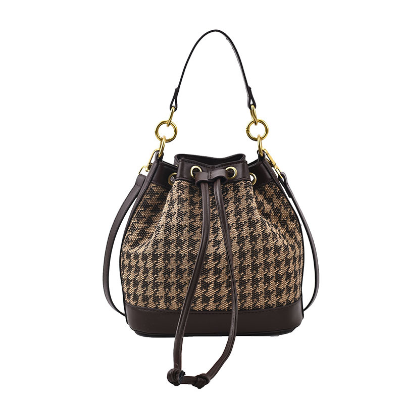 Bolso de mujer Baigou 2021 Otoño e Invierno Nuevo bolso de cubo Moda Bolso de Mensajero de pata de gallo para mujer bolso simple de todo fósforo