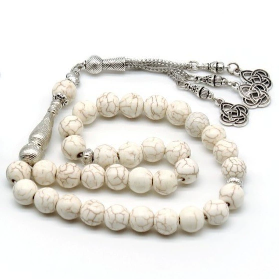 Мужские и женские классические бисерные четки для крещения из бирюзы 33 звеньев, оригинальный дизайн, 10 мм, ручная работа