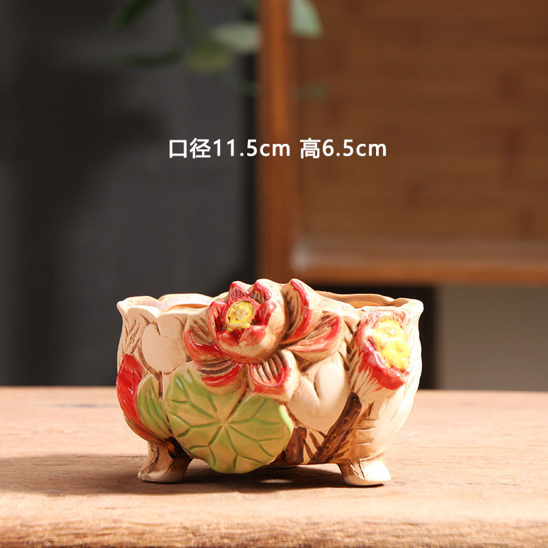 Lutang luna de color maceta de cerámica especial balcón doméstico cerámica gruesa pequeña maceta de cerámica especial al por mayor