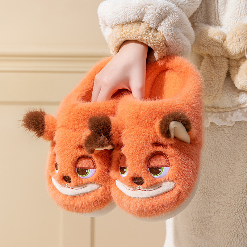 Zootopia Cotton Slippers 2024 Autumn New Couple Anti-Slip Home Warm Furry Slippers