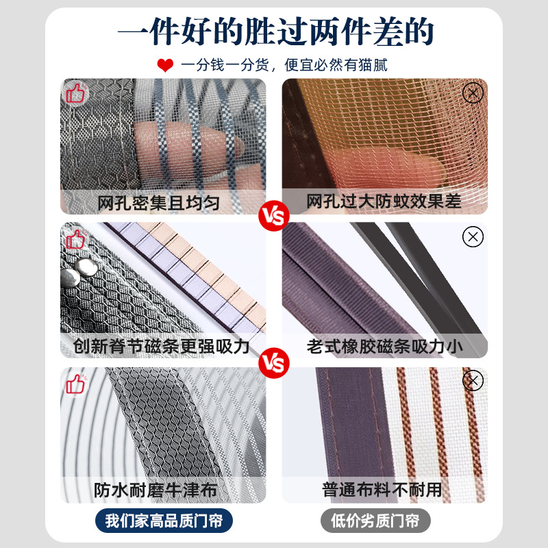 Cortina mosquitera modelo 2026 con tira magnética fuerte, mosquitera de verano con cinta mágica, cortina de malla de diamante para el hogar.