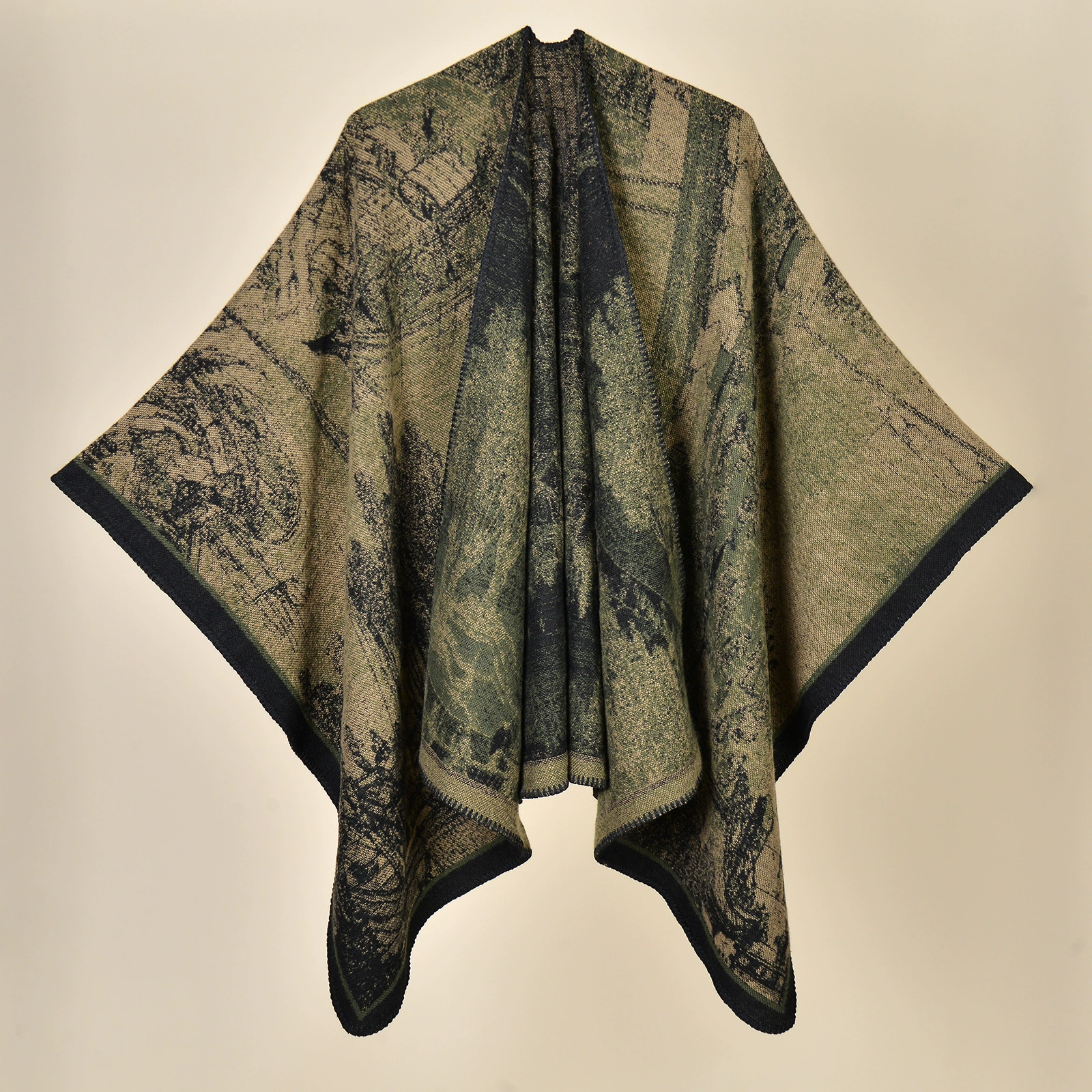 Д Demi-season cloak from Yunnan province for traveling, keep warm cardigan for camping for photo sessions, trench coat, Chinese style