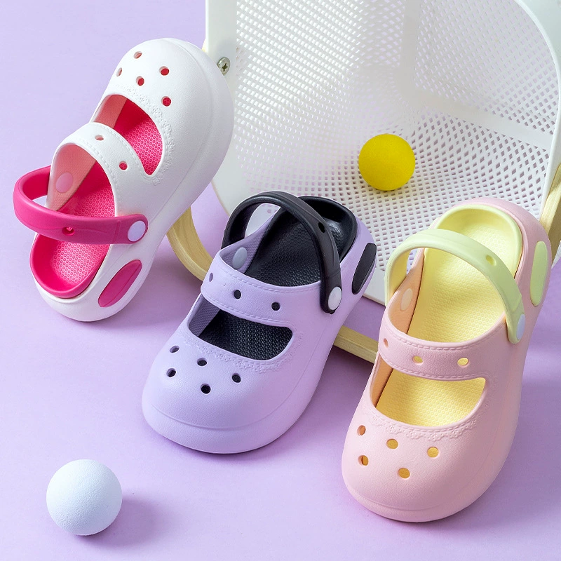 Детские тапочки для девочек, летние сабо для девочек, средние и большие детские нескользящие семейные пляжные сандалии, детские сандалии.