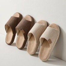 快鹿新款男士踩屎感亚麻拖鞋四季室内居家居地板软底棉麻吸汗2872