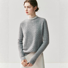 重工珍珠领！软糯baby小山羊绒衫女圆领针织衫毛衣套头打底衫上衣