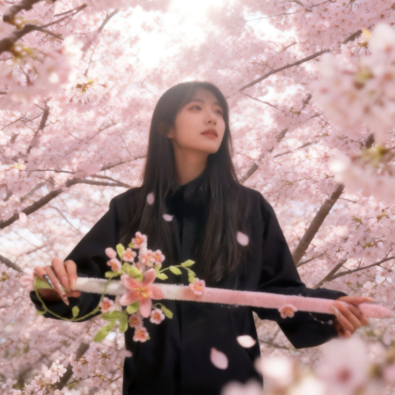 Spring Peach Blossom Sword DIY Craft Kit with Twisty Sticks, Hanfu Photography Props, Creative Gift for Couples and Best Friends