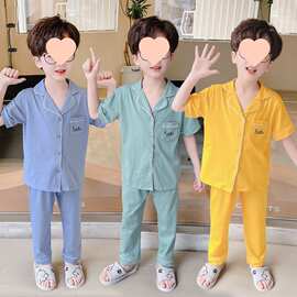 童装儿童睡衣短袖长裤小孩纯棉套装男女童夏季薄款半袖宝宝家居服