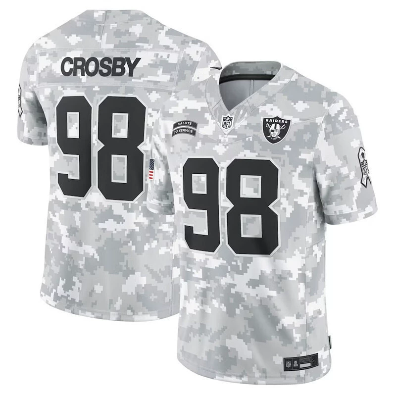 Джерси 2025 Football NFL Raiders Лас-Вегас Рейдерс 98, К Crosby Джентльмены и женщины