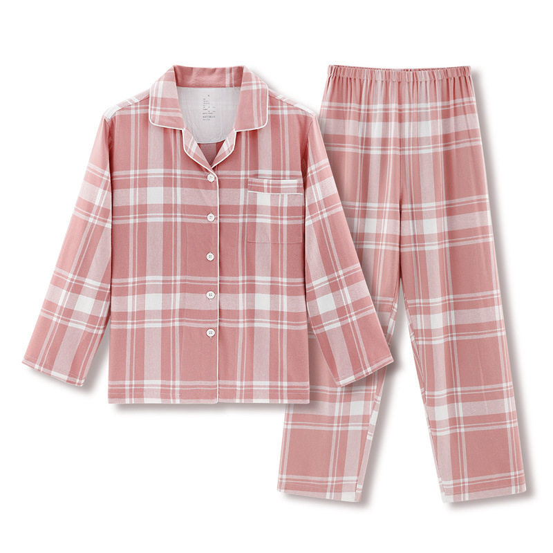 복숭아 핑크 체크 여성복