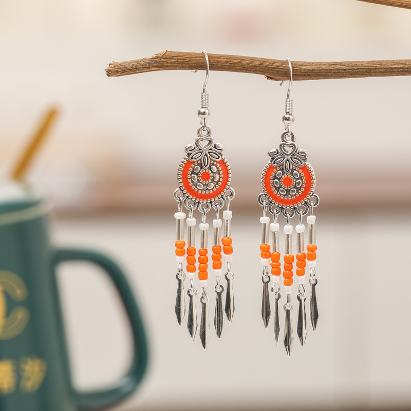 Small Short Bohemian Earrings, Retro Round Rice Bead Earrings, Your Tixi Yi Daisy Jewelry