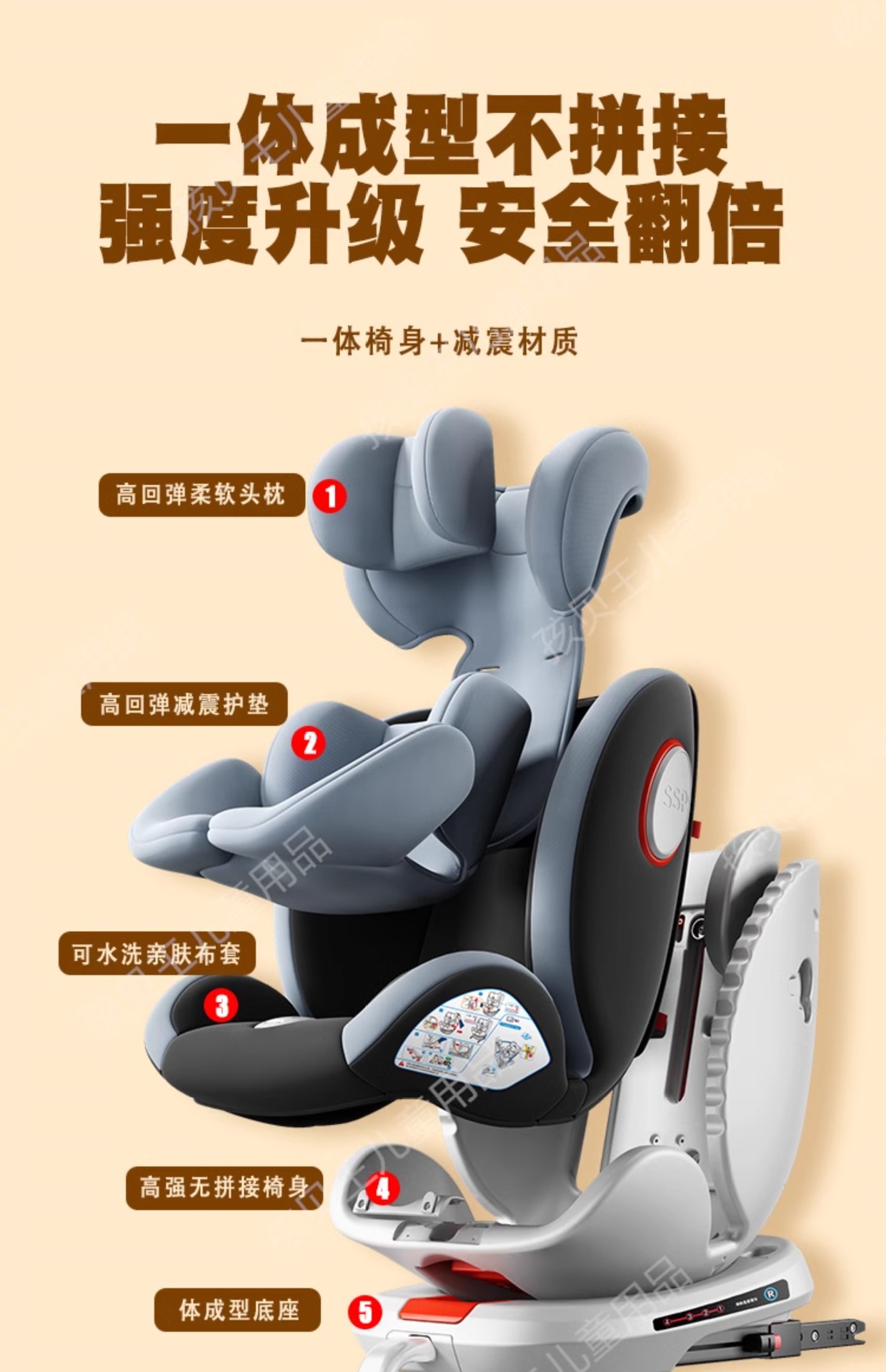 Suitable for Haibeiwang Kids Safety Seat Car Baby Car 360 Rotating Seat 0-4 Years Old