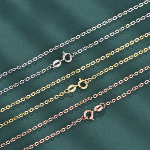 S925 Sterling Silver Necklace Women's Flash O-Chain Prescaled Cross Chain Sweater Clavicle Thin Chain No Pendant 18k Golden Rose Gold