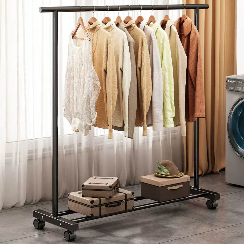 简易单杆晾衣架落地挂衣架室内收纳卧室家用宿舍简易凉晒衣服架子