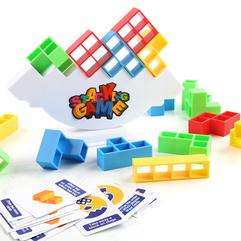 Educación para niños Educación temprana Jenga bloques de construcción de equilibrio Ruso Jenga música mecedora juego de mesa interactivo entre padres e hijos Juguetes