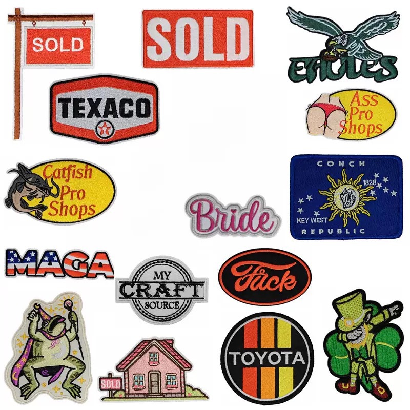 建兴现货跨境TEMU青蛙刺绣布贴电脑绣花衣服箱包帽子补丁贴热熔胶