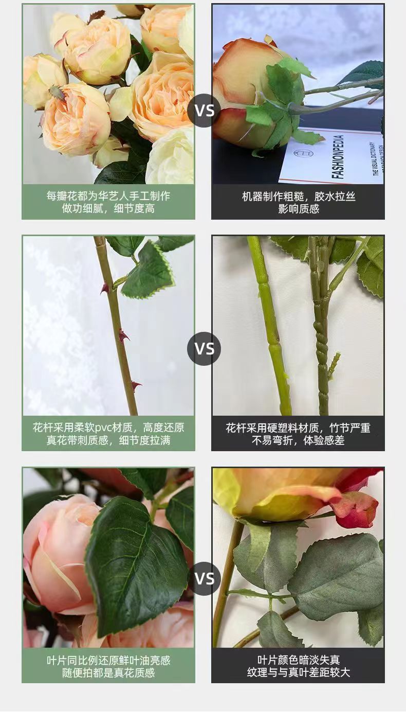 3头手感保湿玫瑰花仿真花束家居客厅装饰情人节单支小玫瑰假花详情2