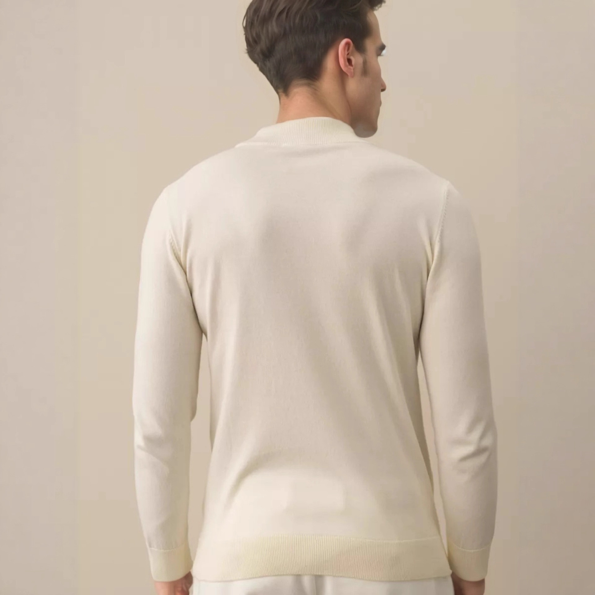 Otoño y invierno suéter de cuello medio alto suéter de lana de hombre suéter de punto suéter de fondo de color sólido