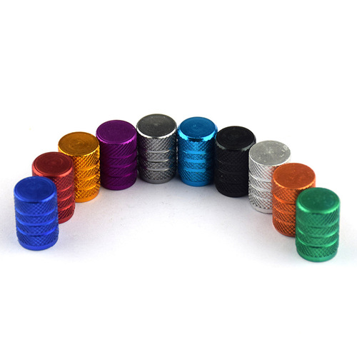 Car Tire Colorful Aluminum Valve Stem Cap, Fluted Valve Cover, Multicolored American Valve Stem Cover