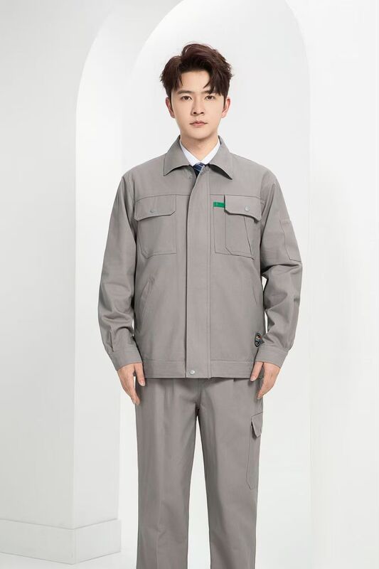 春秋长袖工作服男装套装耐磨耐脏厂服电焊工厂车间纯棉劳保服定制|undefined