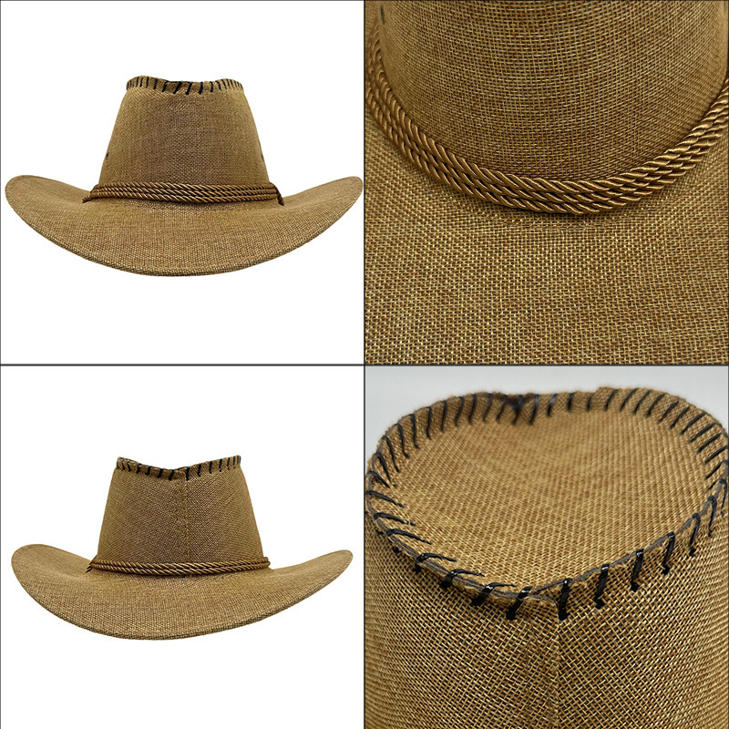 Vintage cowboyhatt i halm för män med brett brätte sommar_voghion.com