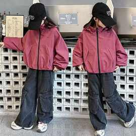 女童冲锋衣秋装外套2026新款洋气儿童春秋小女孩运动连帽上衣