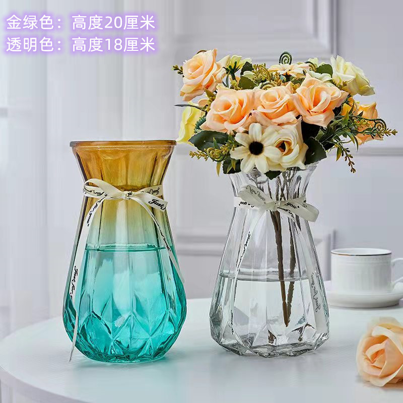 Florero de vidrio creativo flores Rosa rábano verde hidropónico gran arreglo de flores al por mayor florero adornos de decoración de escritorio