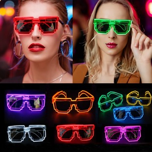 Led Light-Up Glasses for Bars, Transparent Frame, Concert Electronic Music Festival, Flashing and Cool