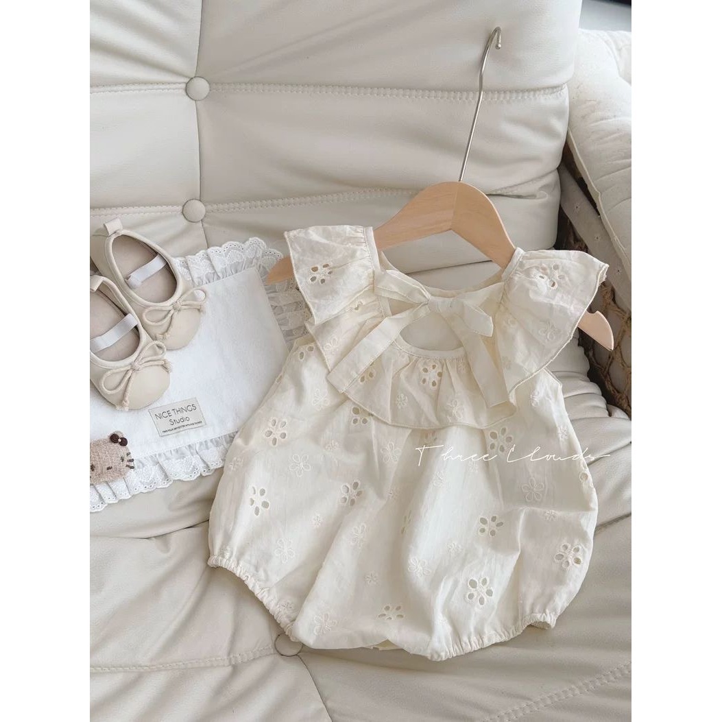 Bebé bebé verano princesa mamelucos ropa de luna llena bebé flor hueca súper lindo estilo delgado fuera de pedo