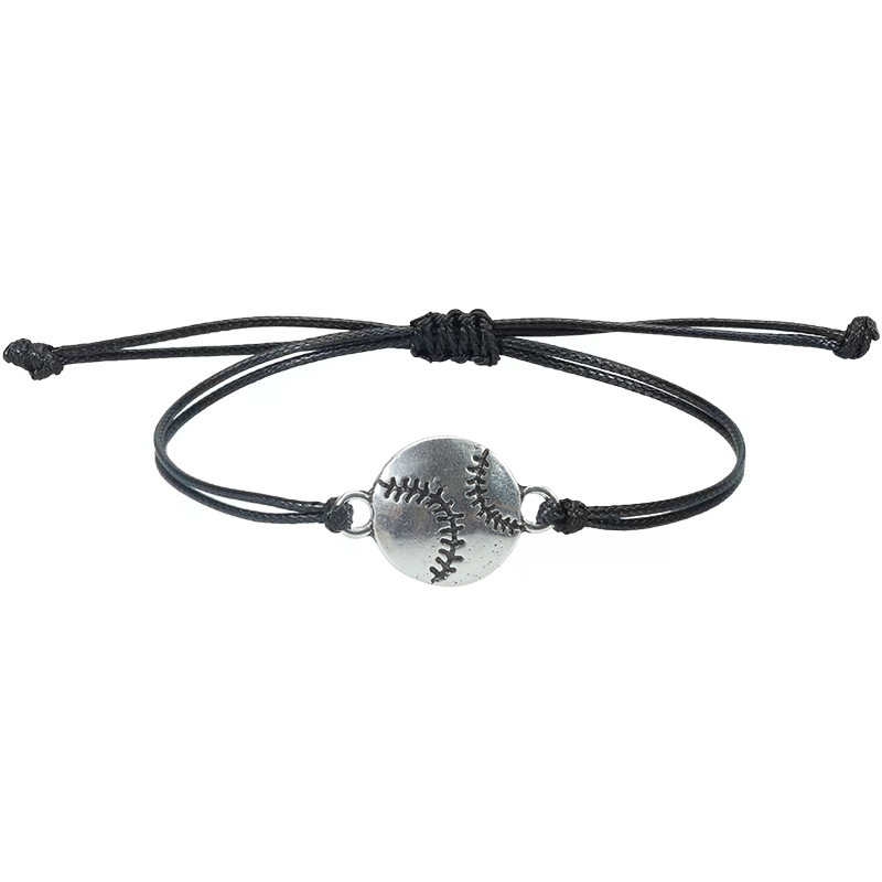 Amazon Venta caliente cera hilo tejido béisbol fútbol pulsera baloncesto equipo fans fiesta regalo pulsera en stock